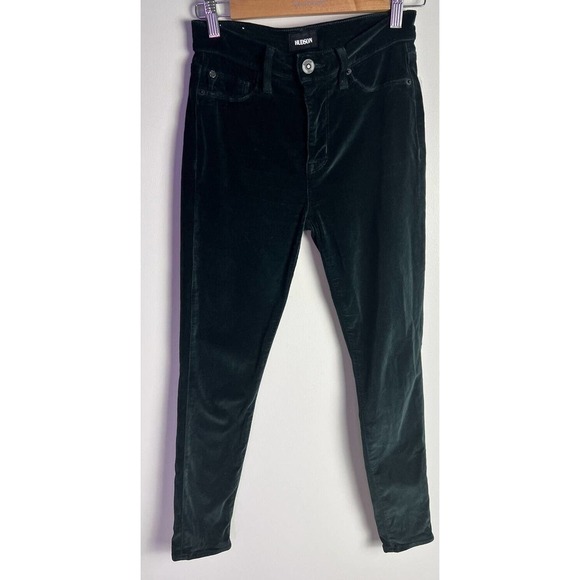 HUDSON Womens Green Velvet Barbara High Waist Super Skinny Ankle Pants Size 25 - Picture 2 of 10